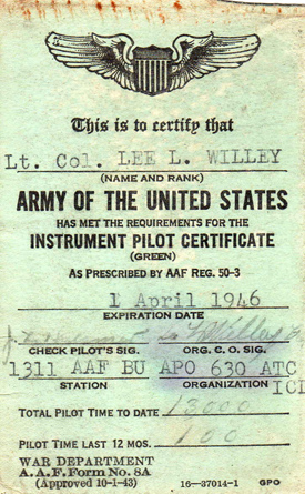 Instrument Pilot Certificate, April 1, 1946